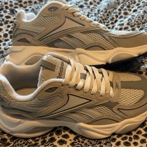 Reebok Women's Beige Mesh Athletic Sneakers